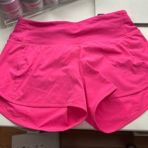 lululemon highlight pink midrise speed up shorts